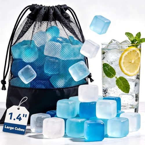 1.4“ Inch Large Reusable Ice Cubes, 100 Pack