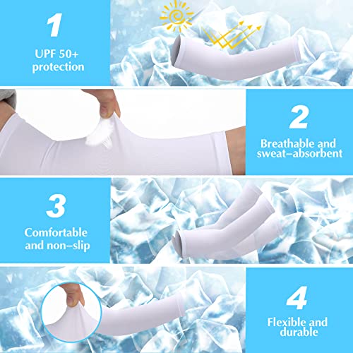SATINIOR 6 Pairs Kids White Satin UV Cooling Football Arm Sleeves