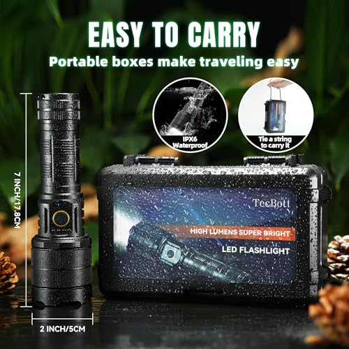 Rechargeable Flashlights 900000 High Lumens Super Bright LED Flashlight High Powered Tactical Flashlights Zoomable 3 Modes IPX6 Waterproof Handheld Flash Light for Camping Outdoor Emergencies