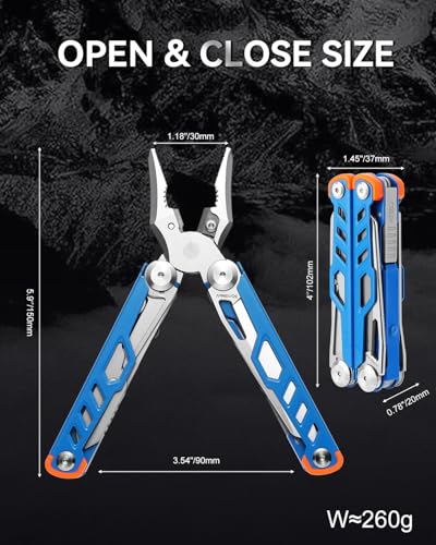 Ecrekhom Blue 15-in-1 Multi-Tool Pliers with Safety Lock & Sheath