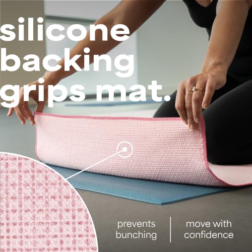 Microfiber Yoga Mat Towel with Silicone Grip - Pink, 24" x 72"