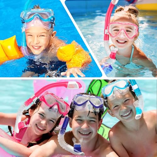 Snorkeling Set for Kids & Adults - Full Dry Mask Gear - Blue+Black