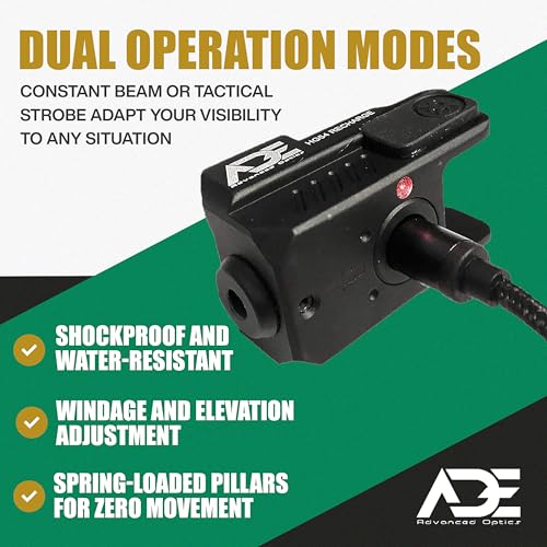Rechargeable Red Laser Sight with Strobe for Handgun - Fits Springfield Hellcat OSP/PRO, Micro 9mm Rail Mount
