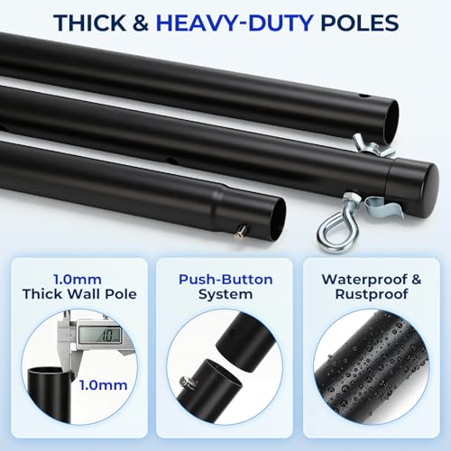Outdoor Volleyball Net Set - 32ft/16ft Blue+White, Adjustable Poles