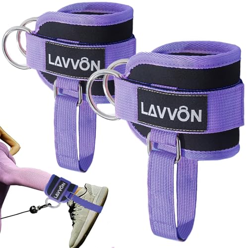 Adjustable Padded Ankle Straps for Cable Machines - Purple