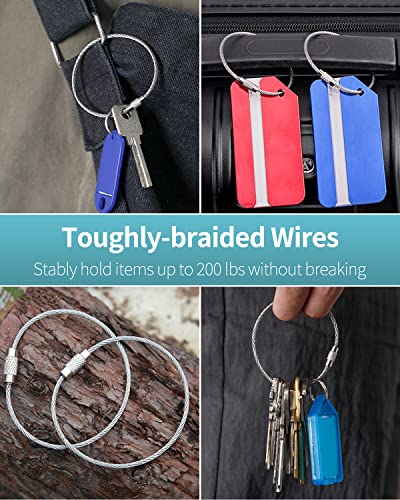 Wire Keychain Cable Loop Holder - 6" Silver, 25 Pcs