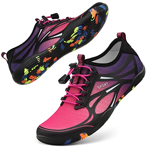 Quick Dry Water Shoes for Men Women - 8.5 Women/7 Men - Purple