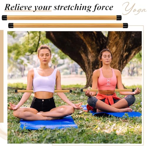 6 Pcs Yoga Stick Set - 26 Inch Natural Bamboo Stretching Tool