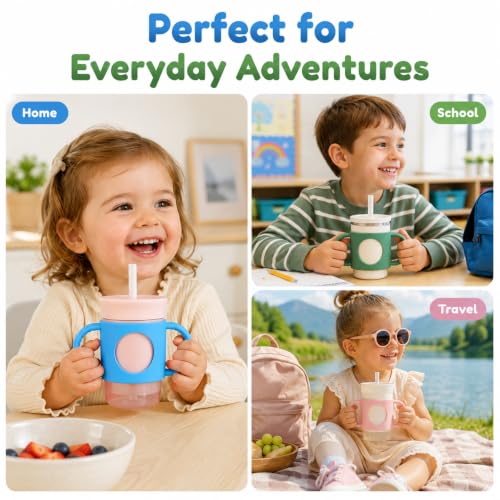 Silicone Cup Grip for Kids - Dual Handle for Owala & Stanley Tumblers (2pcs Blue)