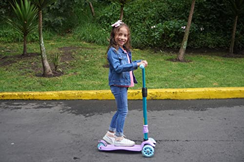 Kids 3-Wheel Scooter with Light-Up Wheels - Purple, Adjustable Height