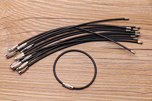 Stainless Steel Wire Cable Key Chain - Easy Lock, 5.9 In, Black