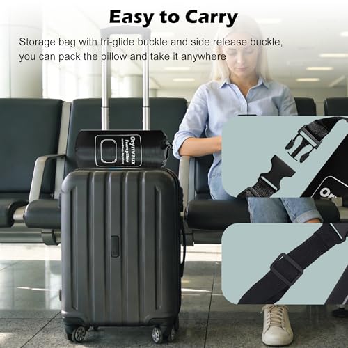 Travel Camping Pillow with Adjustable Strap & Washable Cover - Compact Portable Support