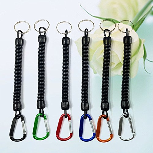 Retractable Coil Keychain Holder with Carabiner - Pack of 6