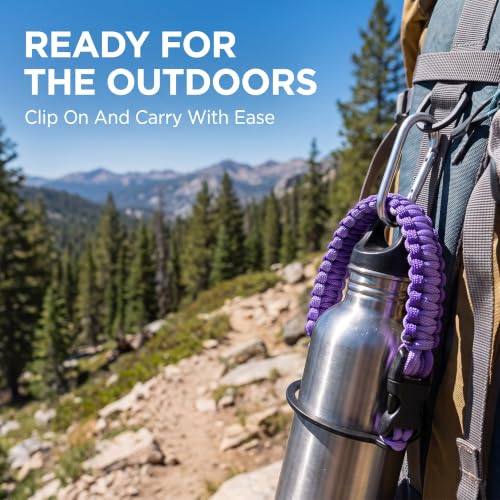Water Bottle Handle Strap with Carabiner - Purple Paracord Lanyard
