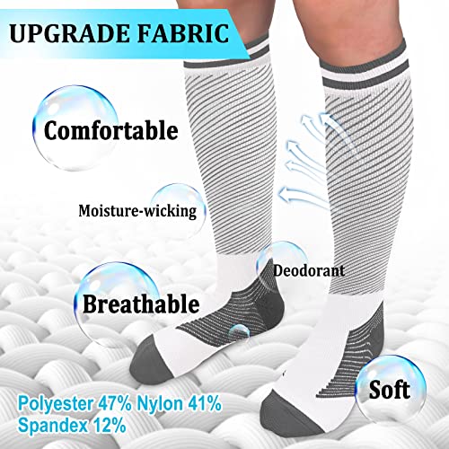Large-X-Large Compression Socks 30-40mmHg Support for Women & Men Knee High Hiking Running