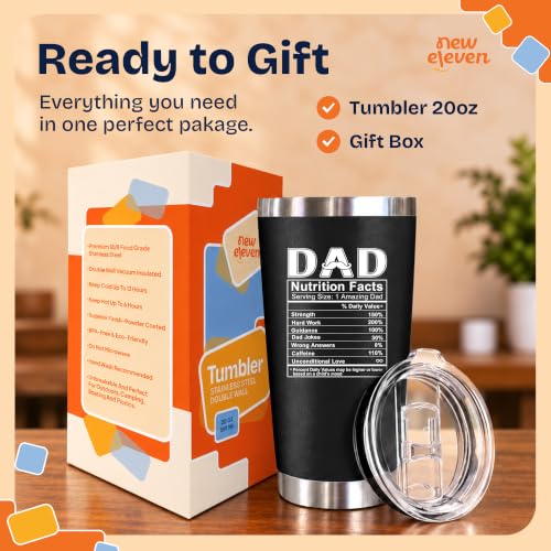 NewEleven Dad Nutrition Black 20oz Tumbler Gift for Father’s Day & Birthdays