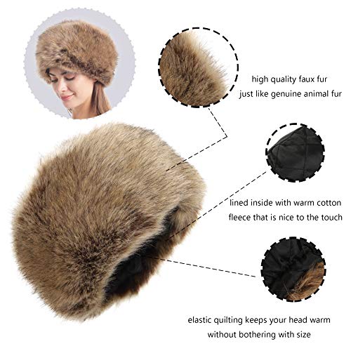 LA CARRIE Women's Faux Fur Winter Hat One Size Russian Cossack Style White Warm Cap