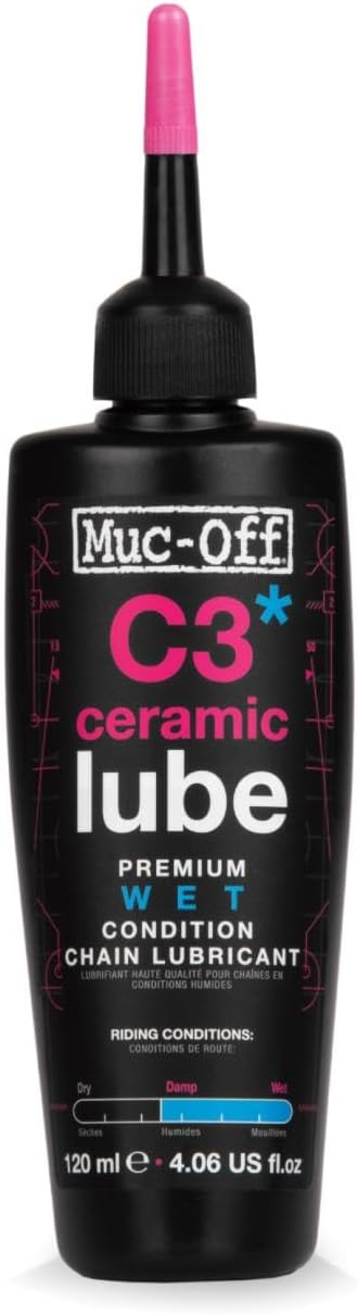 Muc-Off C3 Ceramic Wet Bike Chain Lube - Superior Protection for Smooth Performance | 120ml
