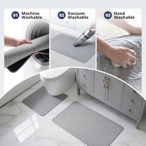 2-Piece Bath Mat Set - Absorbent Quick Dry Non-Slip Rugs