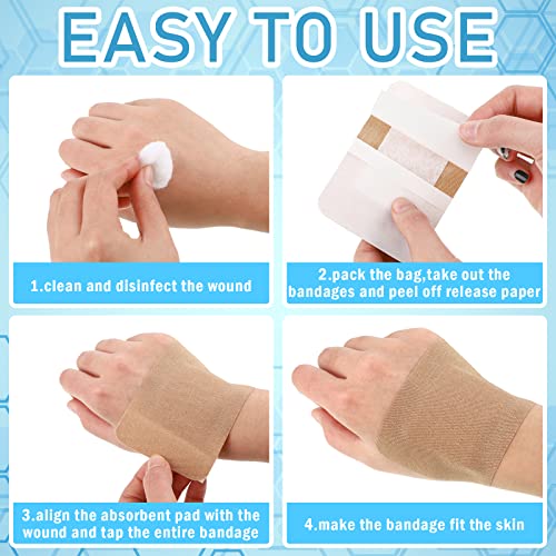 Marsui 200 Pcs Large 3x4 Inch Flexible Adhesive Bandages - Wound Care Supplies