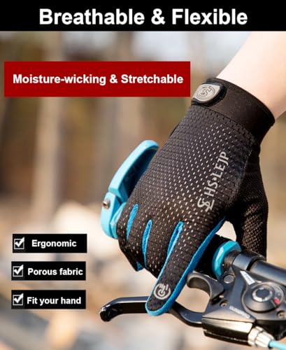 Full Finger Cycling Gloves for Men & Women - Large Black