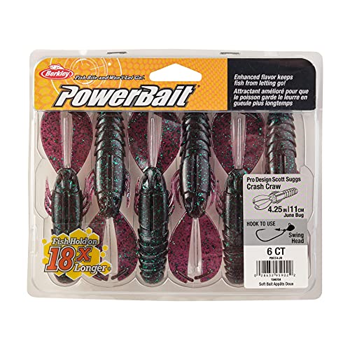 PowerBait Crash Craw Fishing Soft Bait - 4 1/4" June Bug