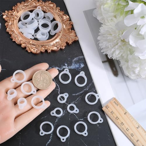 60PCS Clear Silicone Rubber Anti-Lost Ring Holder - 2 Sizes