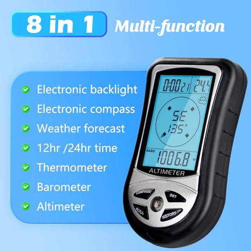 8 in 1 Digital Compass Altimeter & Barometer for Hiking