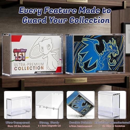 Acrylic Display Case for Mega Charizard X ex & 151 UPC Protection
