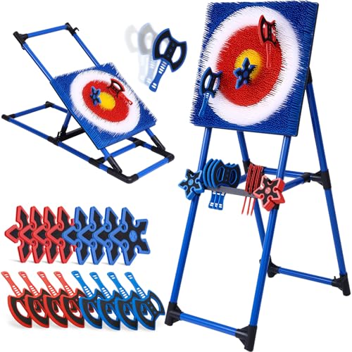 Backyard Axe Throwing Game Set - 8 Axes & 8 Darts, Blue
