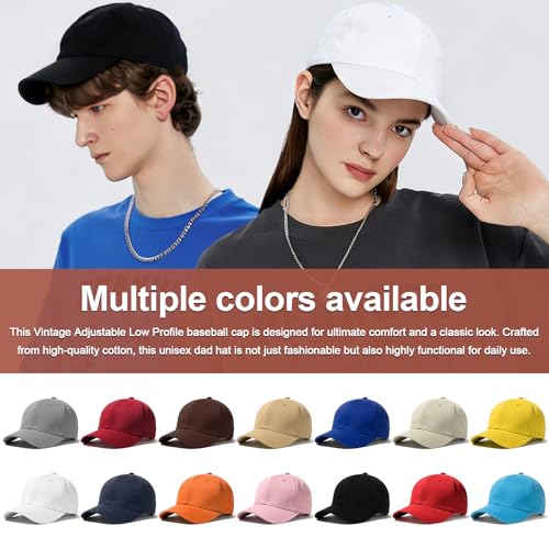 Doitory Vintage Adjustable Baseball Cap for Men & Women - Black