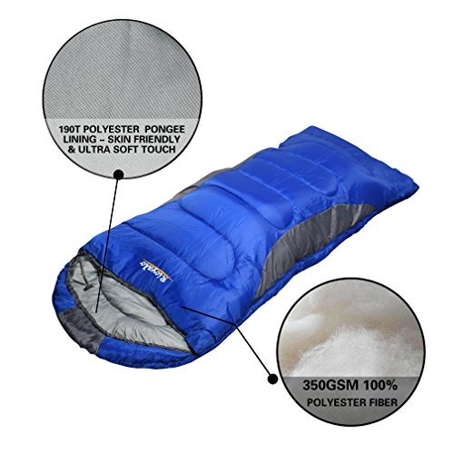 Royal Blue 0 Degree Winter Sleeping Bag for Adults – 74.8in x 30.7in, 5F-32F, Big & Tall