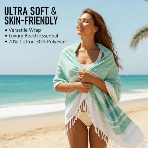 Oversized Turkish Beach Towels - 4 Pack Lightweight & Quick Dry