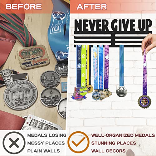 Medal Display Hanger - Never Give Up Wall-Mounted Hook Rack