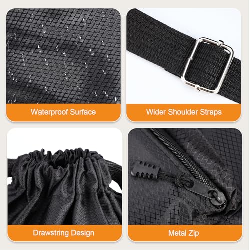 Drawstring Backpack Gym Bag - Large Capacity, Waterproof, Black