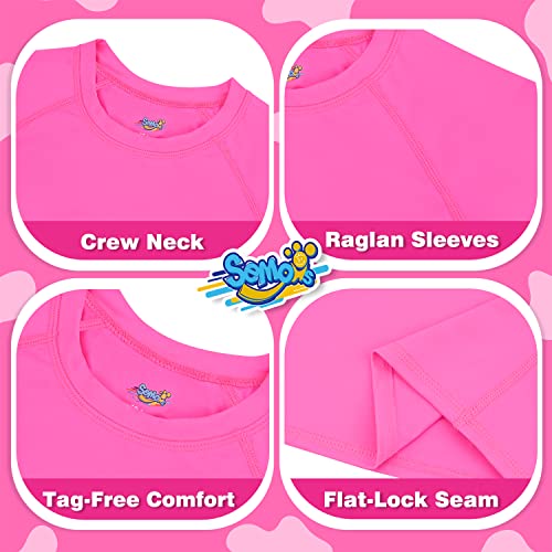 Boys' Long Sleeve Rash Guard UPF 50 Sun Shirt - Pink, 5-6 Years