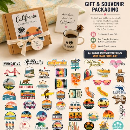50PCS California Stickers - Waterproof Vinyl Decals