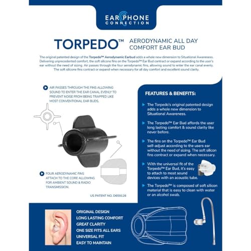 Torpedo Earbuds 3-Pack for Hearing Devices Silicone Ear Tips Black