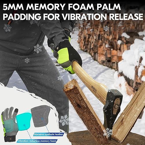 Vgo... 1Pair 5¡É/41¡ÆF Winter Work Gloves Men, Cold Weather Waterproof Safety Work Gloves,Cold Storage or Freezer Glove