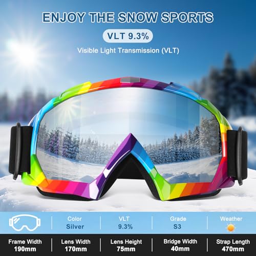 Ski Goggles with UV Protection - Silver (Vlt 9.3%)