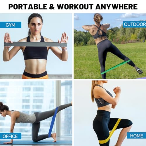 5-Piece Resistance Loop Exercise Band Set - Natural Latex Multicolor
