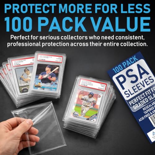 Graded Card Slab Sleeves for PSA Holders - Resealable - 100 Pack
