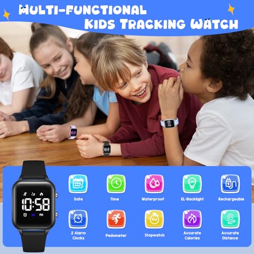 Kids Digital Sports Watch with Fitness Tracker - Black