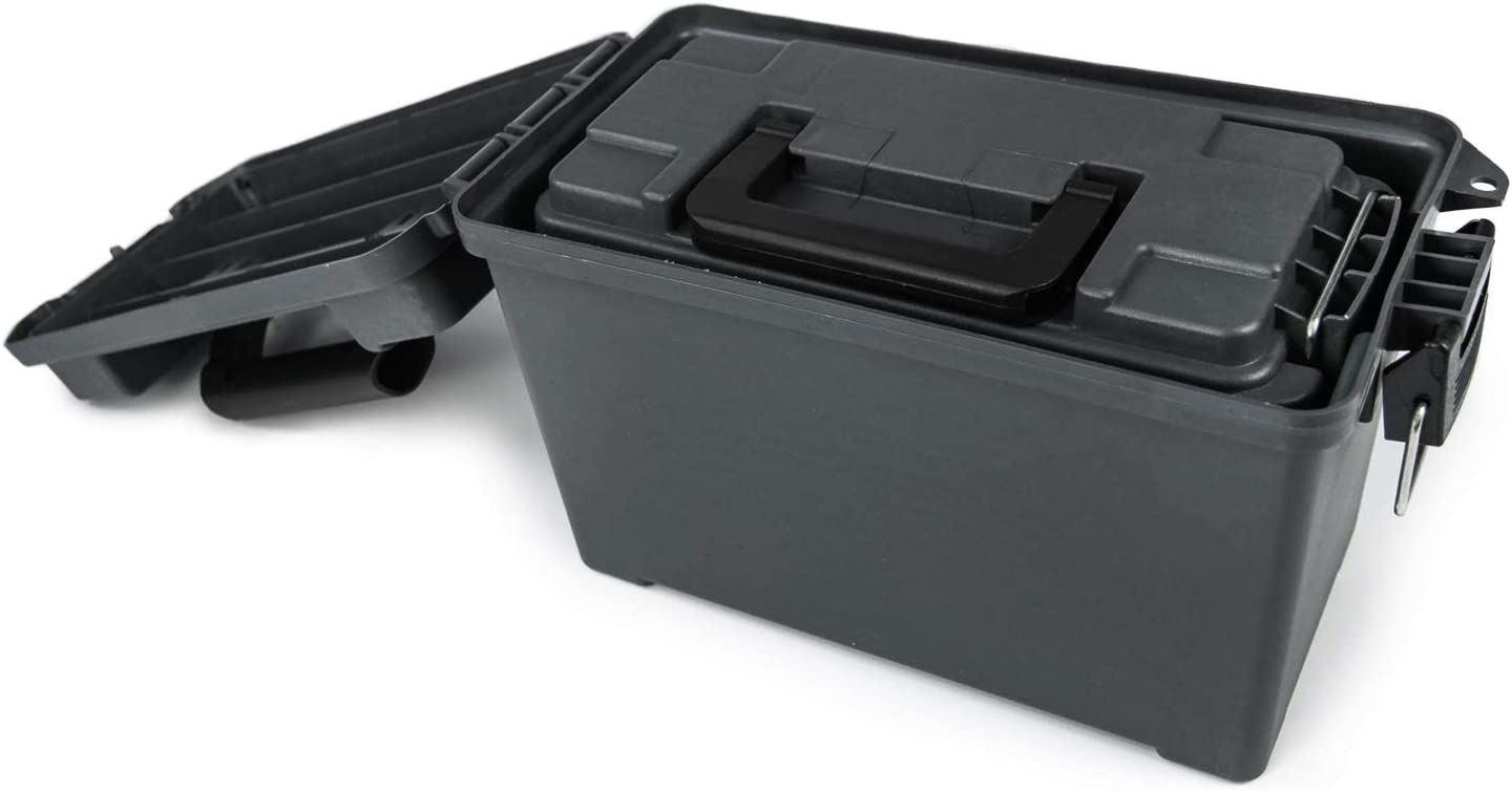 VicBre Ammo Storage Can,Plastic Ammo Storage Box,Combo 2 Pack,Grey