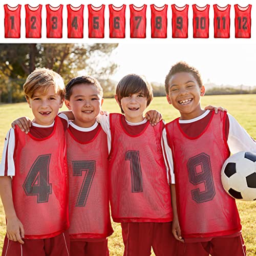 24-Pack Youth Soccer Pinnies Mesh Training Vests - Reversible