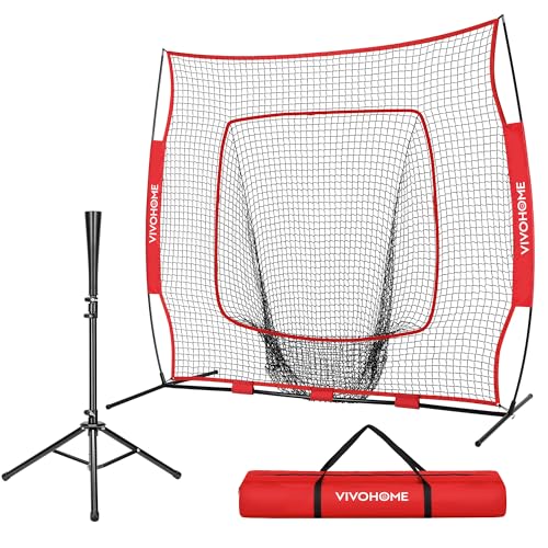 Baseball & Softball Training Net with Batting Tee - Red