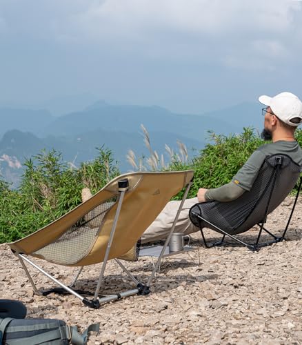 iClimb Low Ultralight Folding Chair (Black Grid) - 1.7 lb, 264 lb capacity