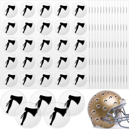 Football Helmet Decals - 200 Pcs Black on Clear Hatchet
