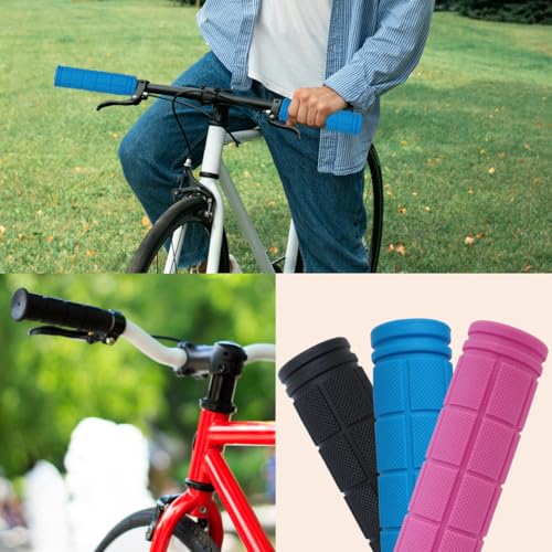 Light Blue Non-Slip Soft Rubber Bike Handle Grips - 4 Pcs