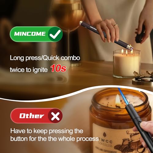 MINCOME Black Rechargeable USB Plasma Arc Candle Lighter Windproof Flameless Safety Lock